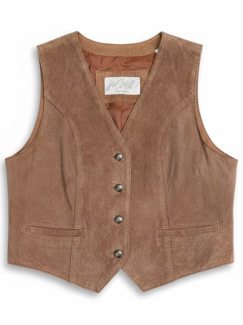 Vintage Lord & Taylor Suede Leather Vest Brown Western Heritage Size 10